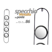 Trade Shop - Specchio Parete Metallo 4 Posti Nero Bagno Salotto Decorativo 13x1,2x86cm 818851 -