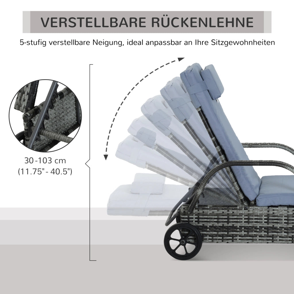 Lettino da giardino con schienale regolabile ¨C Minimal ¨C Polyrattan grigio 200x73x103 cm