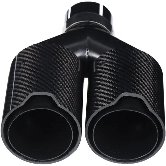 Fumaiolo Y in forma di V - Doppio Fumaiolo - Fibra di Carbonio/Acciaio Inossidabile - Montaggio Universale - Vanne di Scarico 63 mm - Lunghezza Totale 250 mm - Silenziatore di Scarico