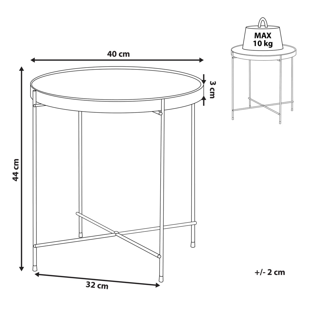 Tavolino Piano In Vetro Temperato Marrone Dorato Gambe In Metallo dorato Rotondo Glam Lucido