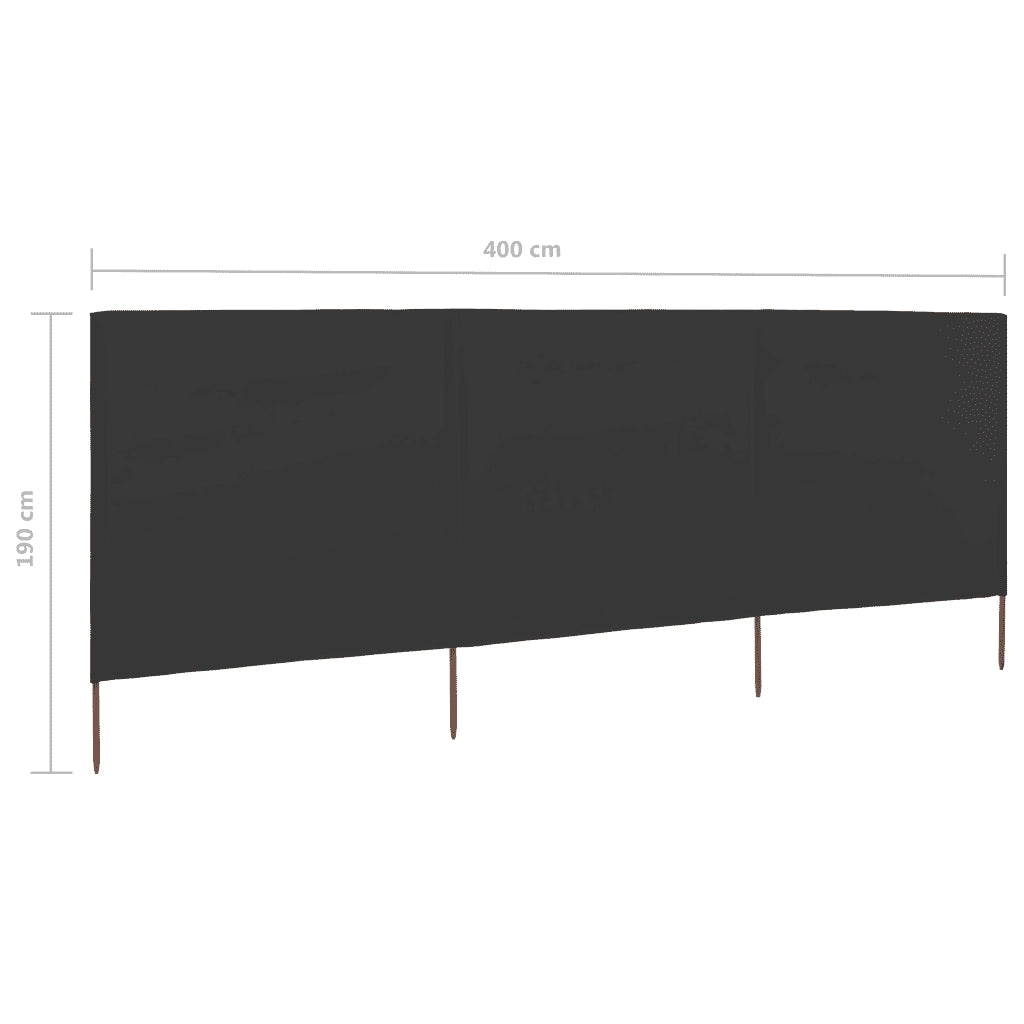 Paravento a 3 Pannelli in Tessuto 400x160 cm Antracite CFW3122208