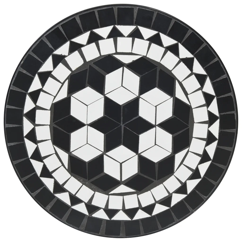 Tavolino da Bistrot con Mosaico Nero e Bianco Ã˜50x70cm Ceramica
