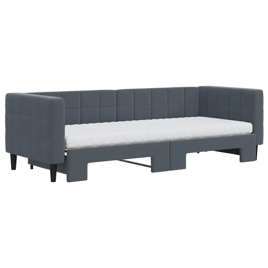 Divano Letto Estraibile Materassi Grigio Scuro 80x200cm Velluto 3196709