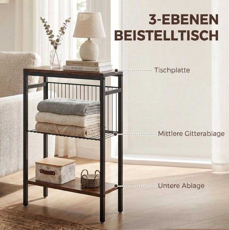 Tavolino con 3 ripiani 43 x 18 x 62;5 cm marrone rustico