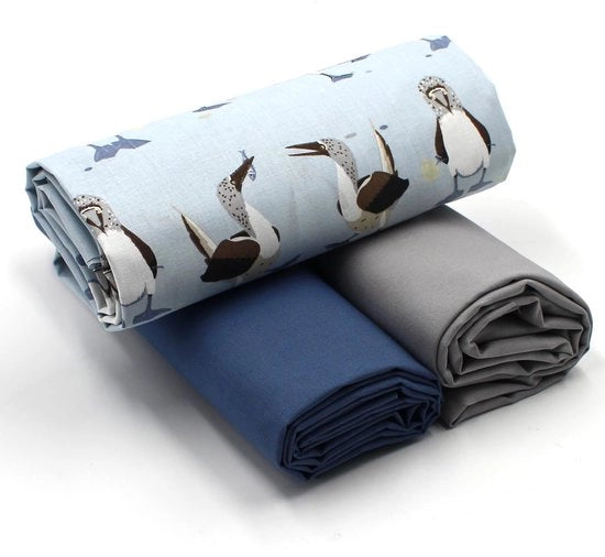 Set di tessuto in cotone a 1,5m design + 2x selezione di tessuto a colori coordinati 100% cotone (Set34)