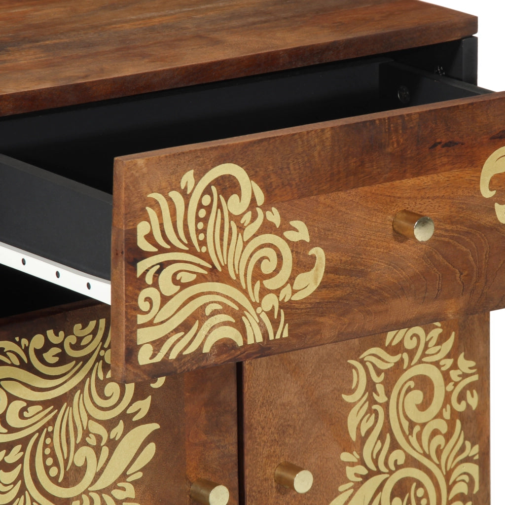 Comodino 50x33x60 cm in legno massello di mango