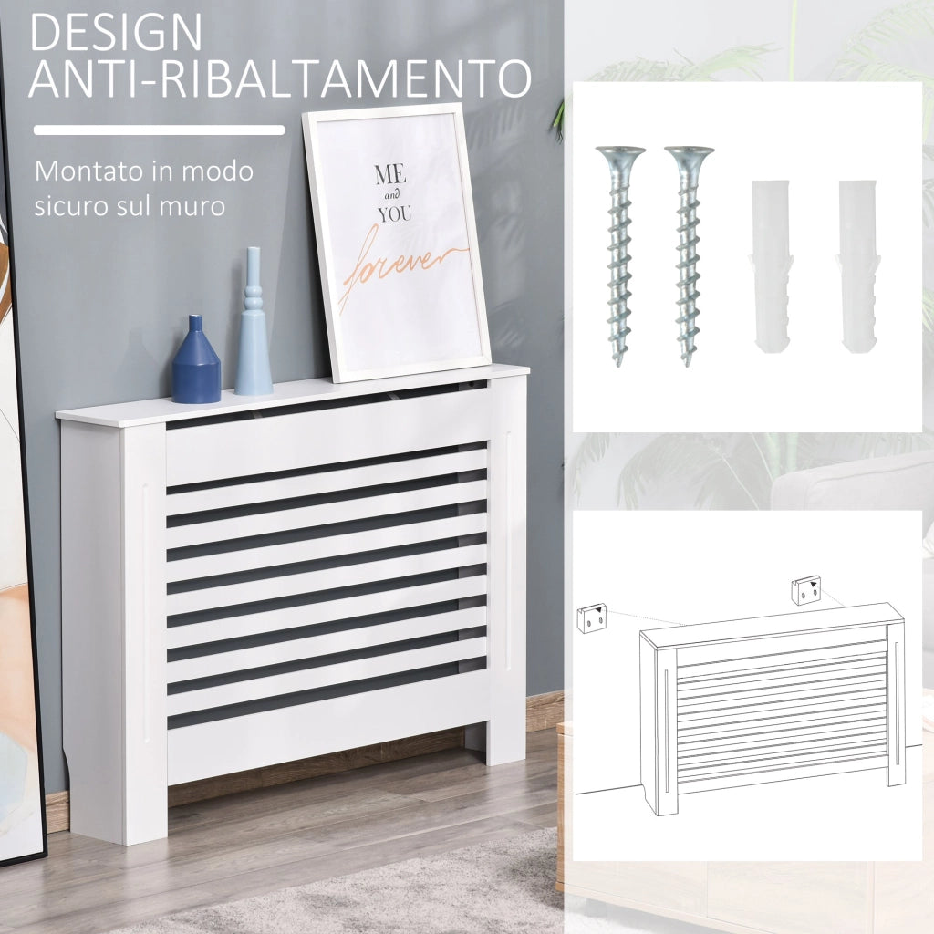 Copritermosifone in Legno MDF Bianco 112x19x81 cm