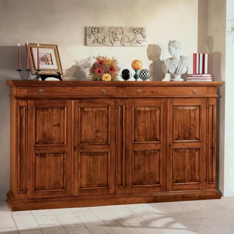 Madia credenza in legno 4 porte 4 cassetti l.240 p.52 h.135 - Mobili 2G