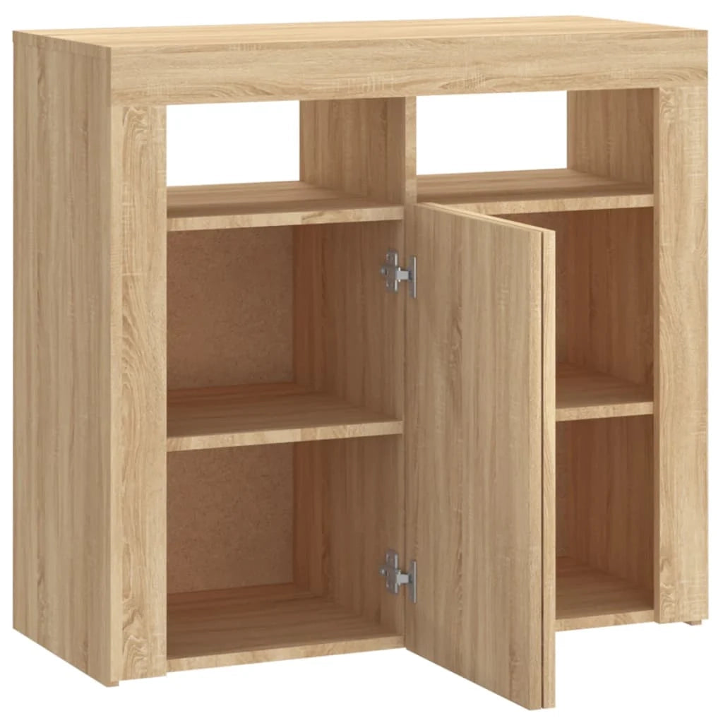 Buffet credenza cassettiera armadio mobile contenitore organizer per cucina soggiorno salotto con luci LED Sonoma 80 x 35 x 75 cm marrone 02_0029968