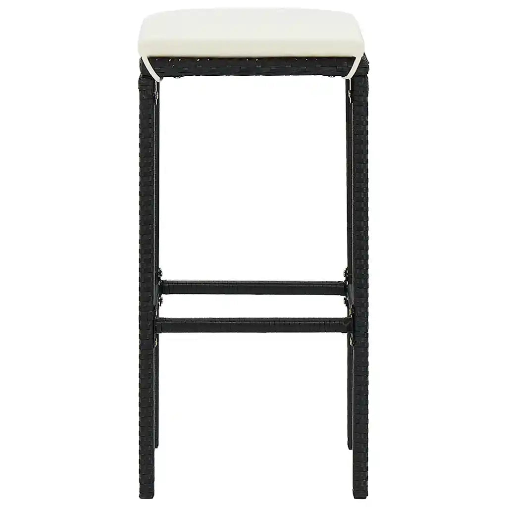 Set Bar da Giardino 5 pz | Set Salotto da Giardino Nero in Legno Acacia e Polyrattan