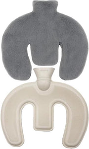 Cuscino termico a forma di U - 1 litro - Piumino lavabile - Allevia la schiena e le spalle - Riscalda in inverno - Grigio scuro