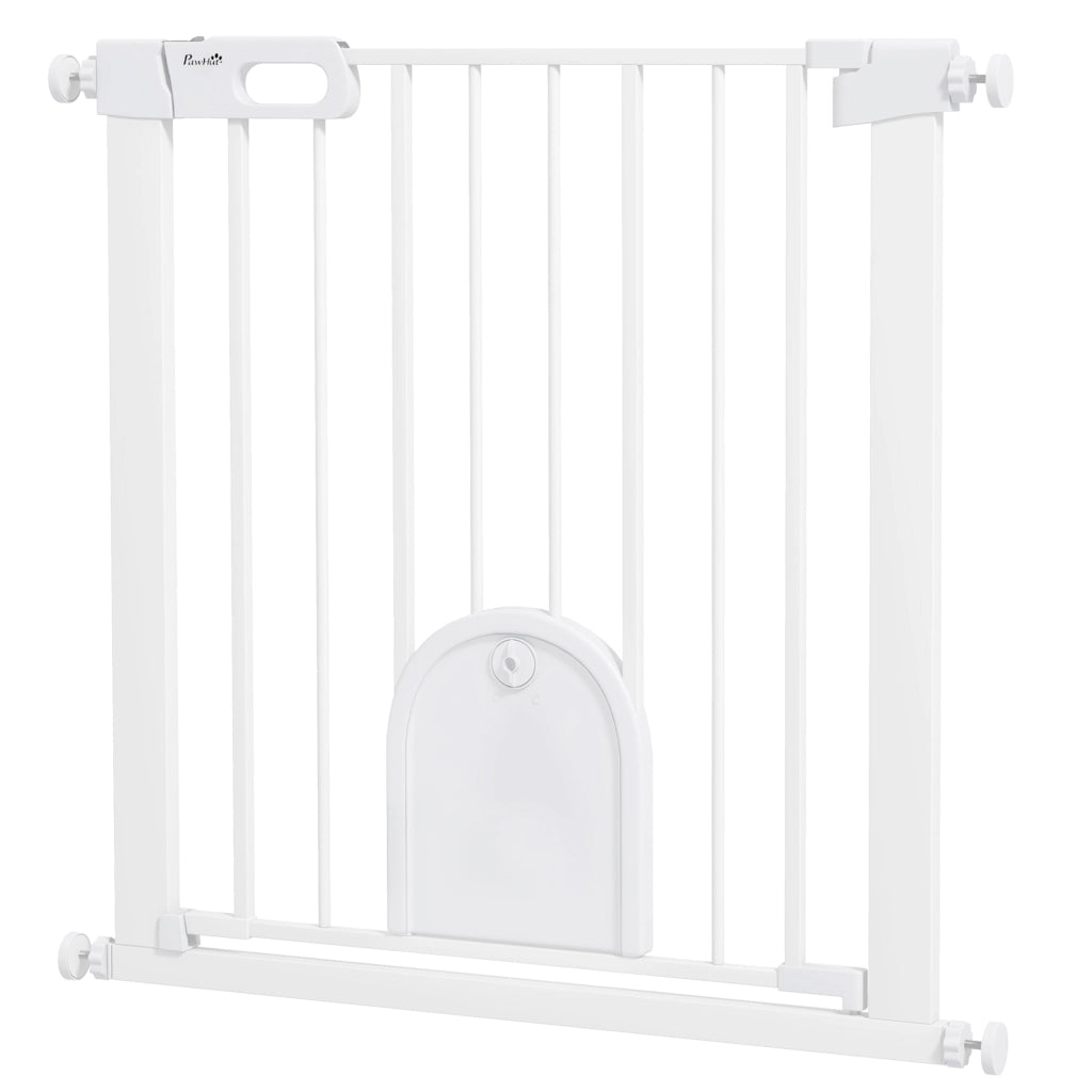 Barriera di sicurezza per animali con porta e chiusura automatica ¨C zephmum ¨C bianco, acciaio, 80x