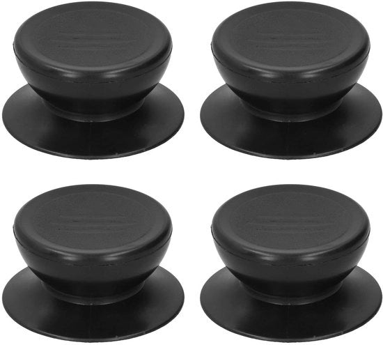 Diallo Comfortevole - 4-Parte Set - Per viti da 5 mm - Adatto per utensili da cucina - Nero - Materiale plastico - Maniglia di coperchio di pentola