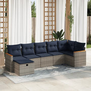 Set Divani da Giardino 7 pz con Cuscini Grigio in Polyrattan