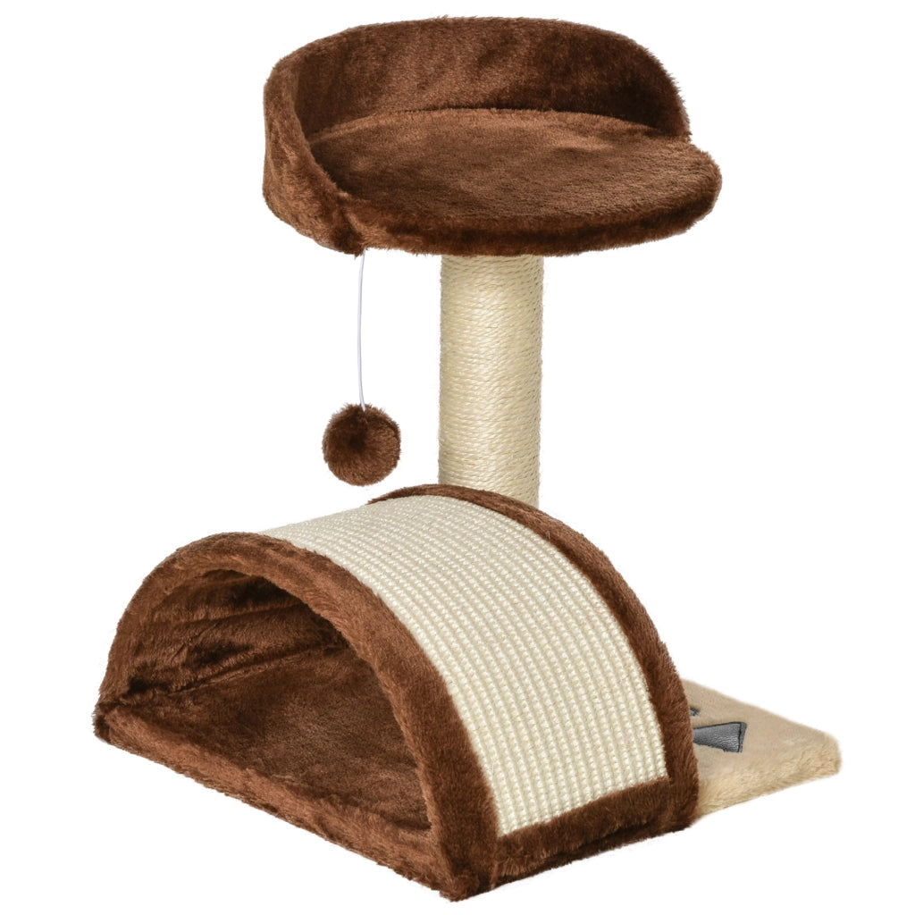 Albero tiragraffi per gatti a 2 livelli con piattaforme e gioco ¨C zephmum ¨C marrone 35.5x37x46 cm