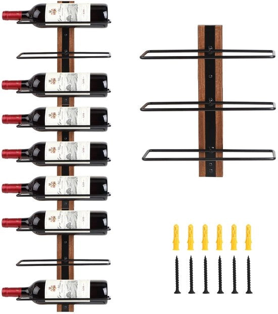 Scaffale per vino da parete - Scaffale in legno - Contenitore per bottiglie - Scaffale per bottiglie - Contenitore per bottiglie di vino - Per 9 bottiglie