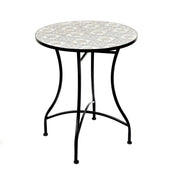 Tavolo da giardino rotondo bistrot - Mosaico decorativo - Metallo nero - Ø60xH71 cm