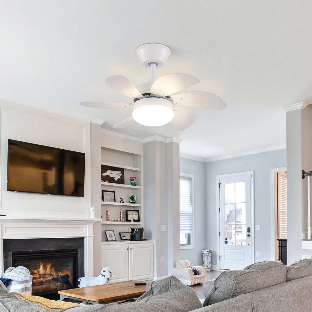 ZMH Ventilatore da Soffitto con Luci e Telecomando 6 Pale 75 cm Timer per Camera da Letto Cucina Senza Lampadina