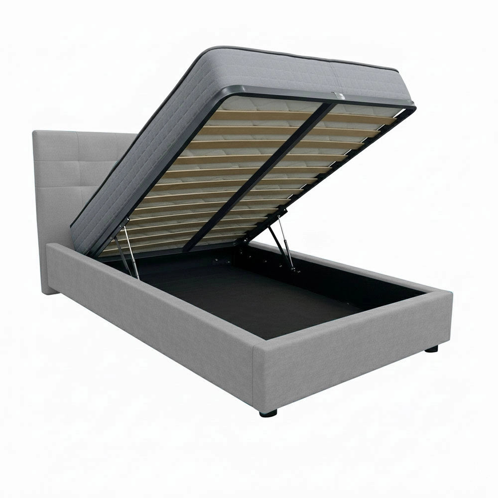 Letto contenitore piazza e mezza 120x190 cm con rete ortopedica a doghe, tessuto Enjoy, made in Italy - 20 Silver