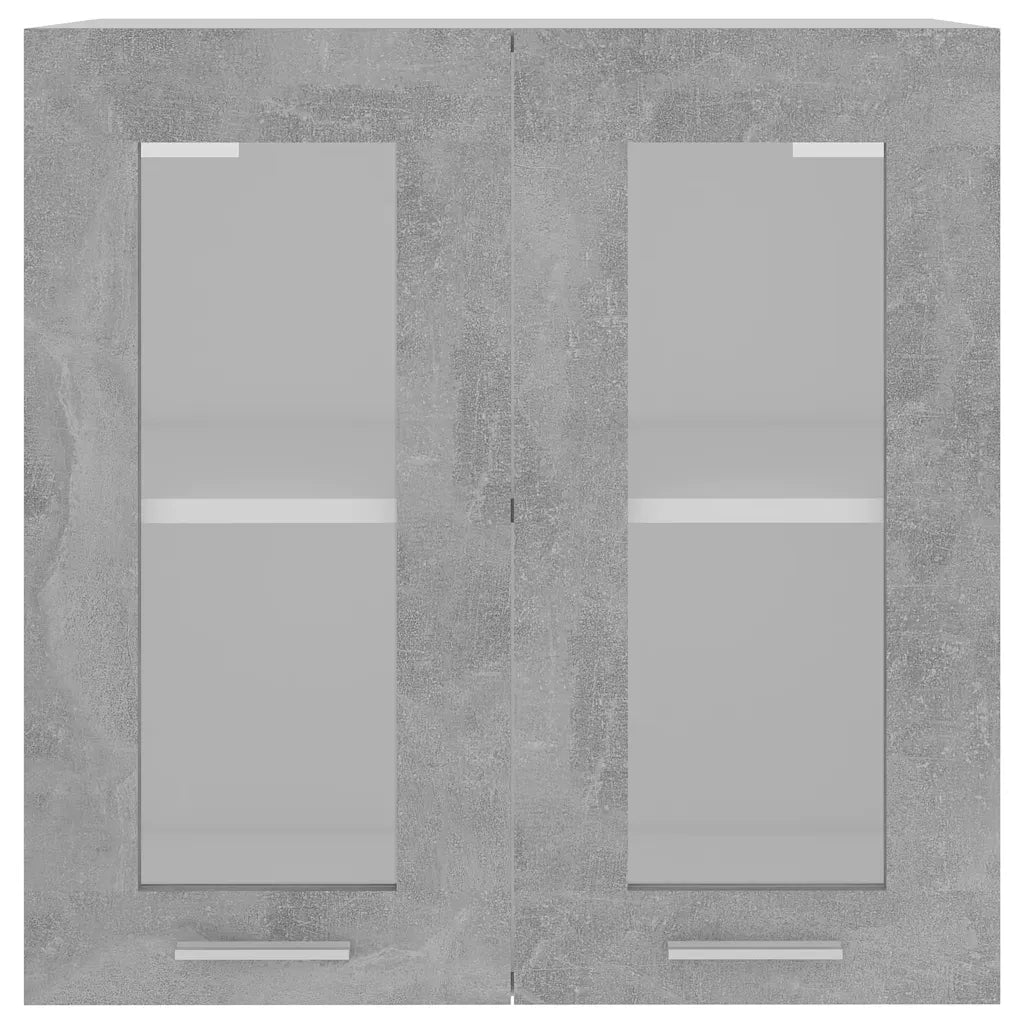 Armadio pensile | Mobile Pensile con Vetro ¡°Lyon¡± Grigio Cemento 60x31x60 cm
