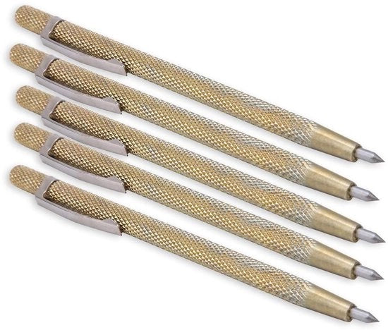 Strumento per Scribing con Punta di Acciaio Duro - Manico Antiscivolo - Progettazione Portatile - Adatto per Legno/Vetro/Gres - 5 Pezzi - Materiale Durissimo in Wolframio - Strumento per Scribing