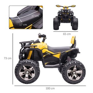 Quad per Bambini Elettrico 12V con Fari e Batteria Ricaricabile, Età 3-5 Anni, 100x65x73cm, Giallo