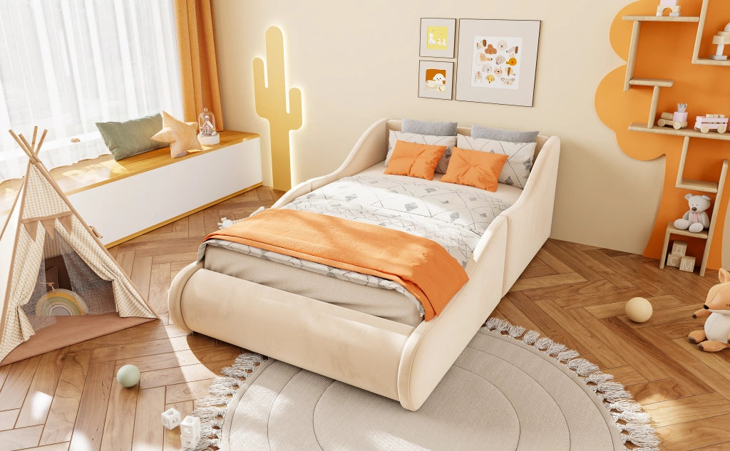 letto imbottito velluto beige 90 x 200 cm