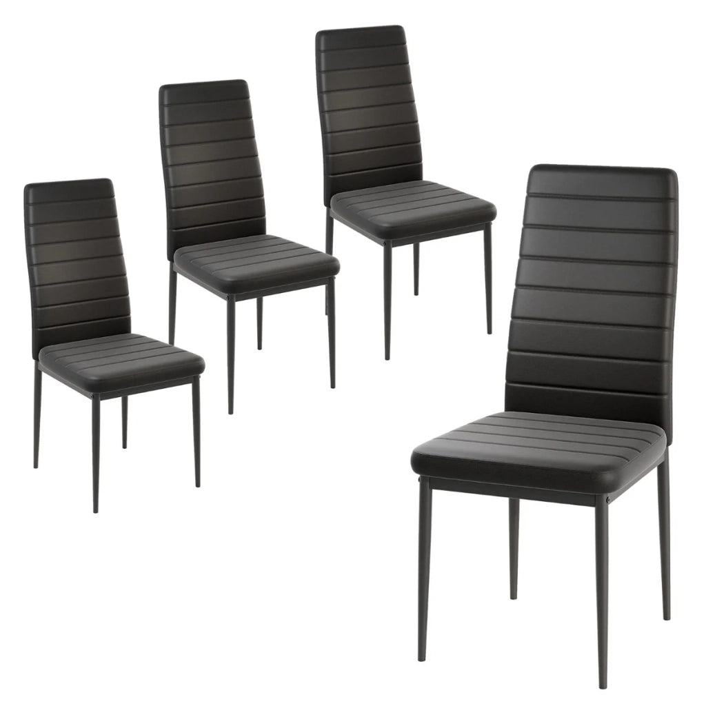 Set di 4 sedie da pranzo imbottite 52,5 x 43 x 96,5 cm design moderno pelle sintetica nera 20_0012589