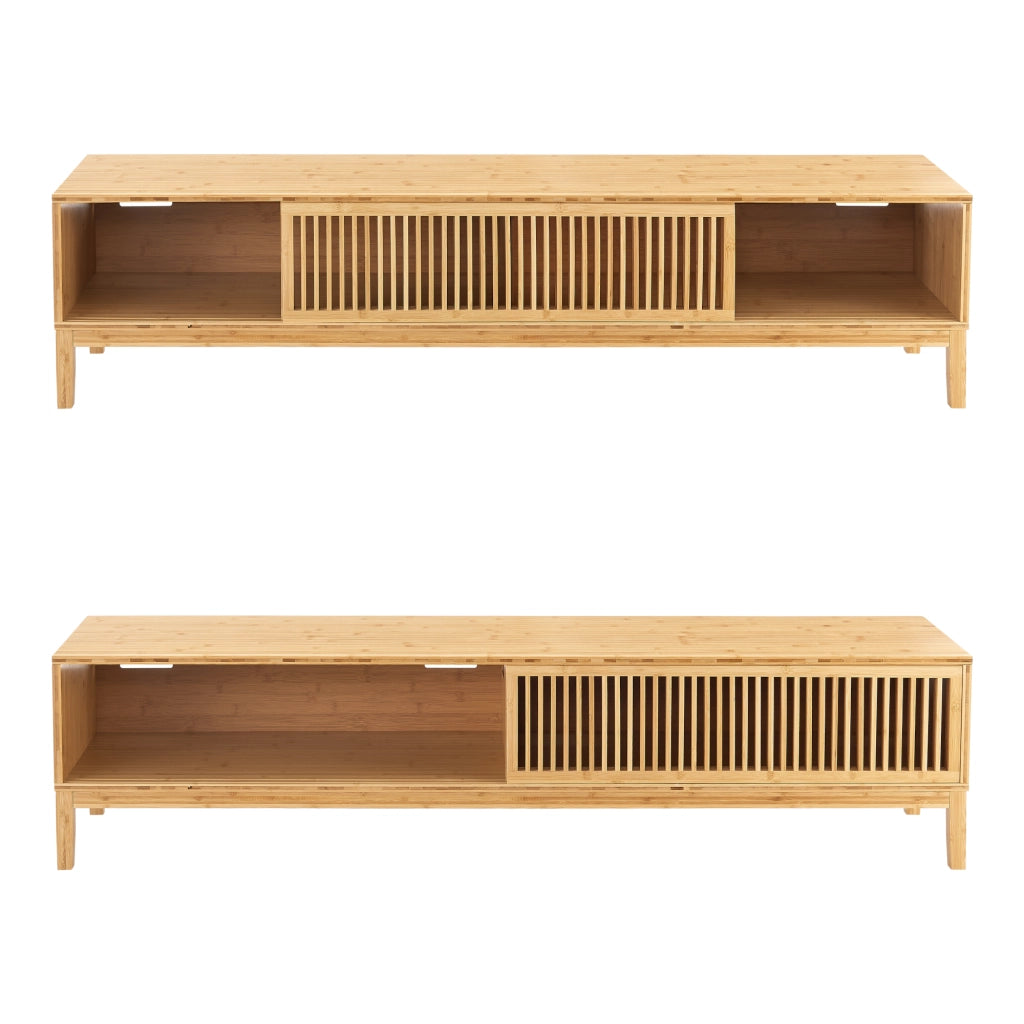 Mobile Porta TV Videbæk in Bambù con 2 Ante Scorrevoli 160 x 40 x 38 cm [en.casa]