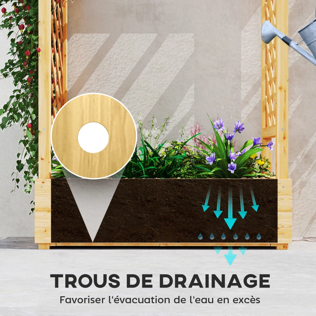 Fioriera da Giardino con Griglia ¨C zephmum ¨C Legno Naturale 110x44x113cm