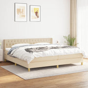 Giroletto a Molle con Materasso Crema 200x200 cm in Tessuto 3130622