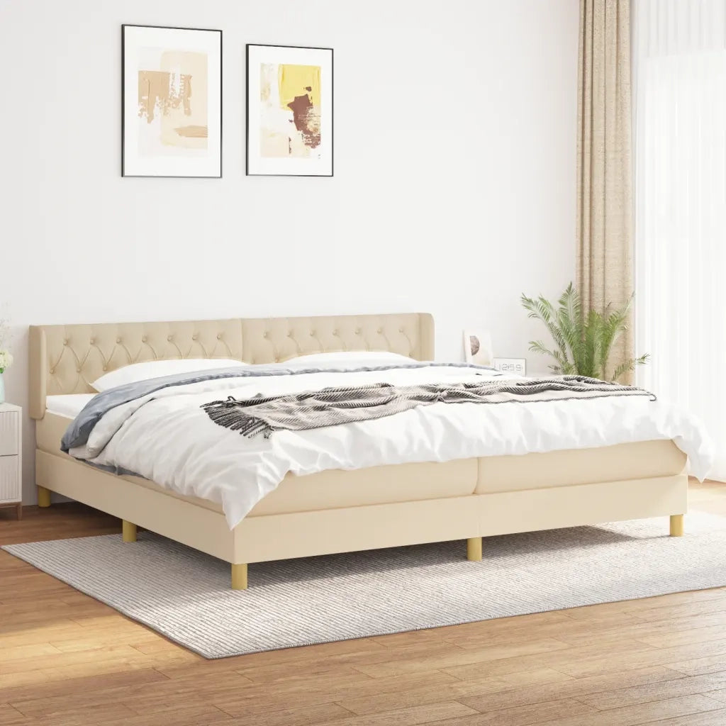 Giroletto a Molle con Materasso Crema 200x200 cm in Tessuto 3130622