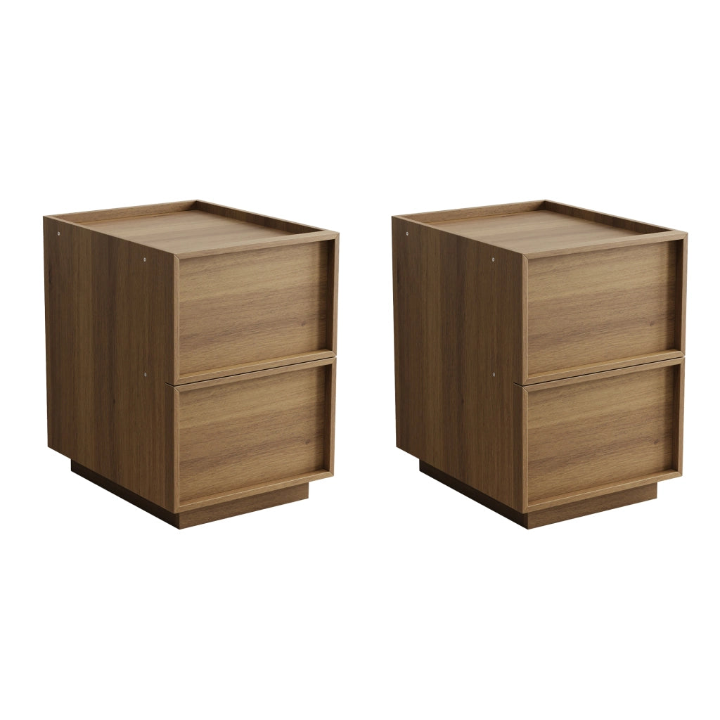 Comodino moderno in effetto rovere con 2 cassetti, 38 x 48 x 50 cm, MDF, colore rovere