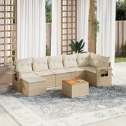 Set Divano da Giardino 8 pz con Cuscini Beige in Polyrattan 3257003