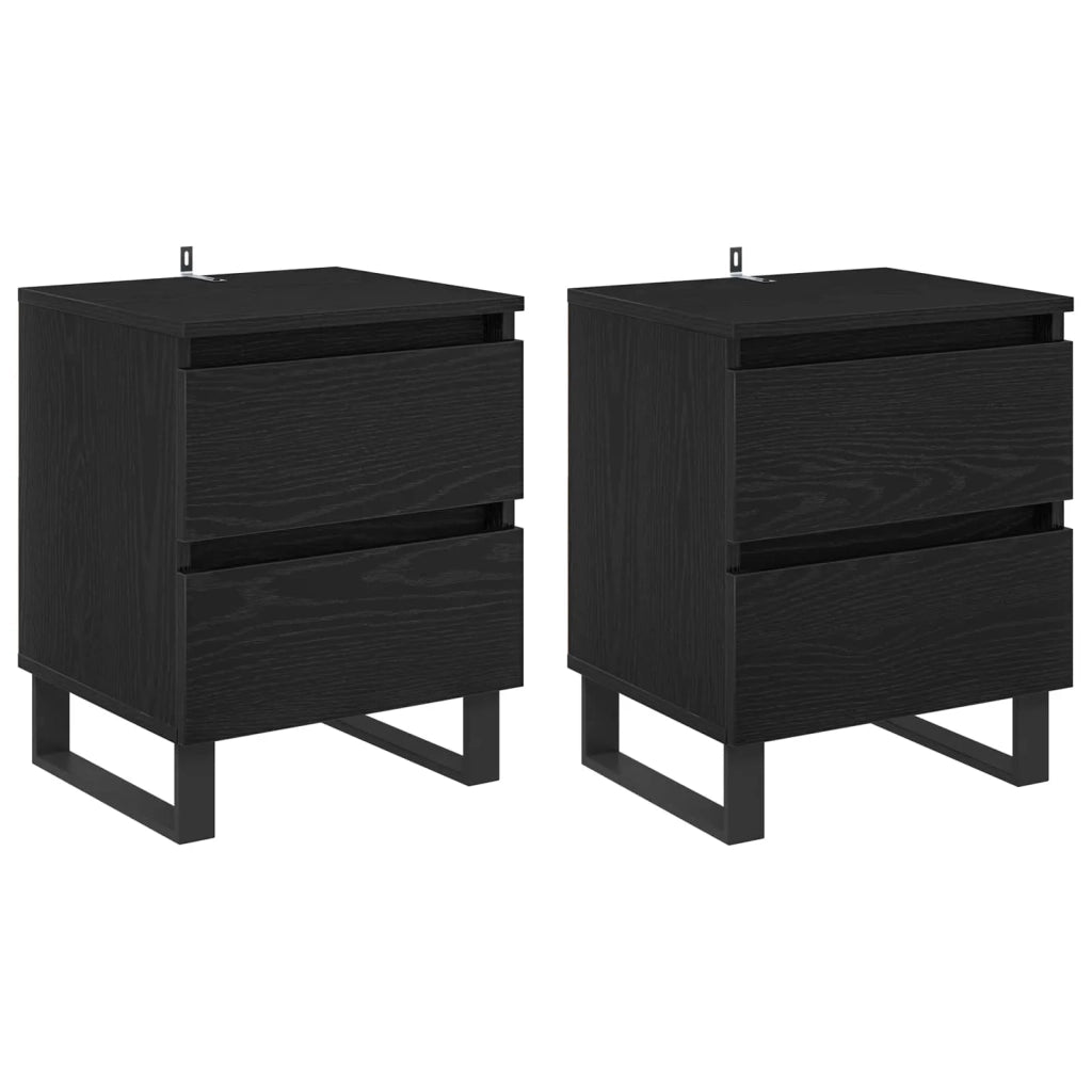 Armadio da Notte con cassetto 2 pcs Rovere Nero 40 x 35 x 50 cm 881919