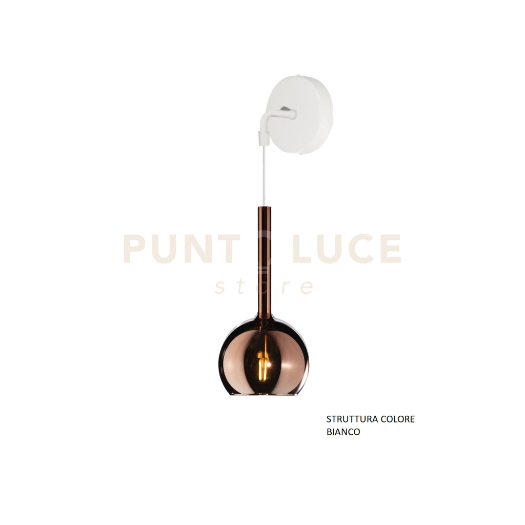 APPLIQUE BIANCO 1 LUCE PICCOLA VETRO RAME 1155BI-A-RA