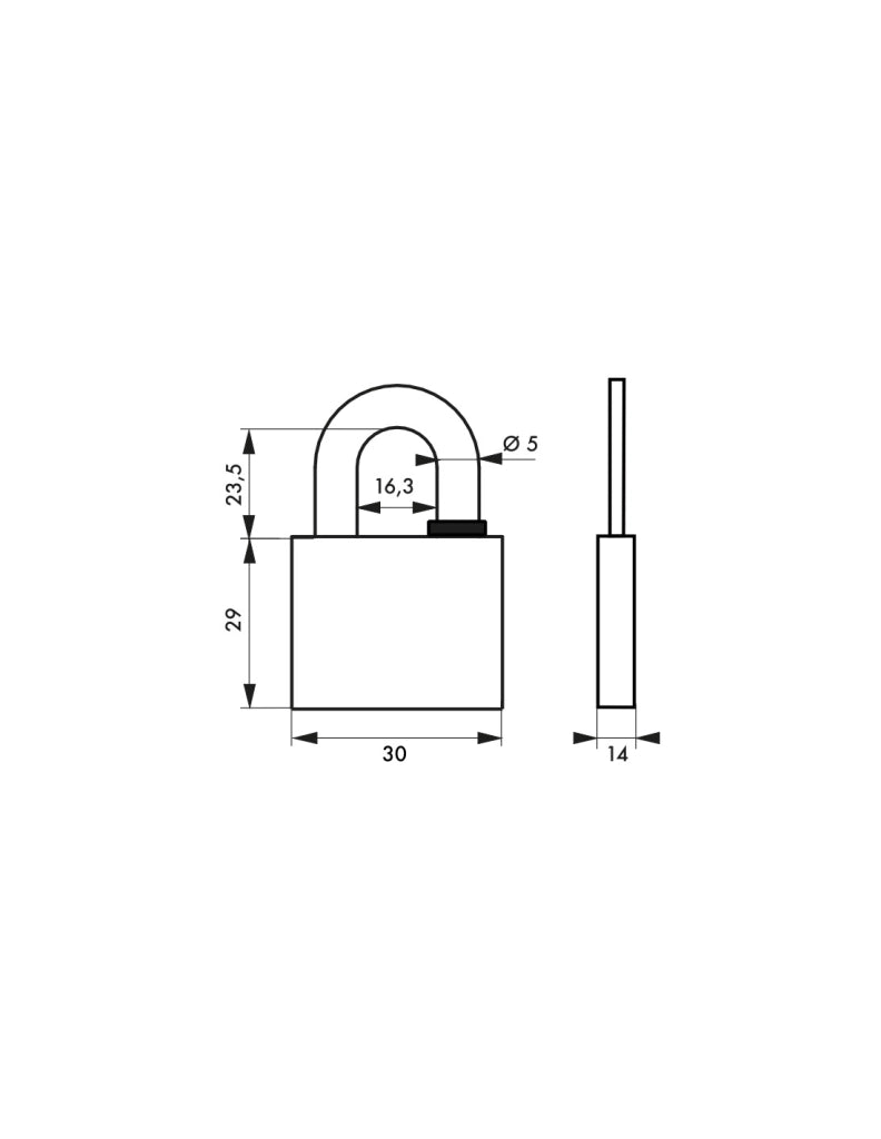 Lucchetto a chiave Reverso, ottone, esterno, arco in acciaio, 30 mm, 4 chiavi – THIRARD