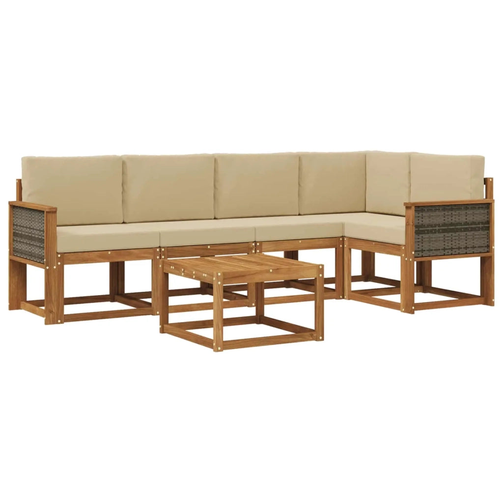 Set di divani da esterno 6 pz Naturale e Beige 3385229