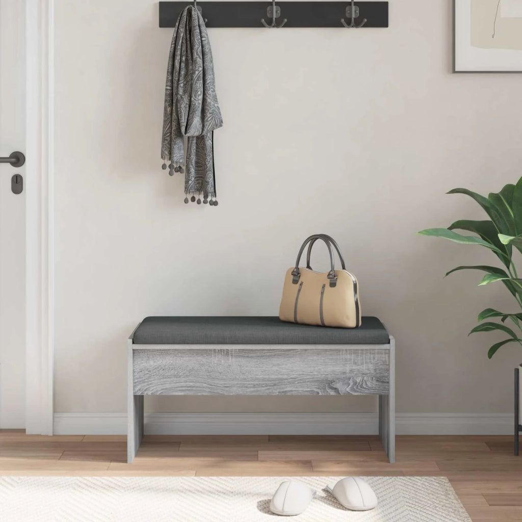 Panca per ingresso con cuscino Grigio Sonoma 83 x 38 x 40 cm