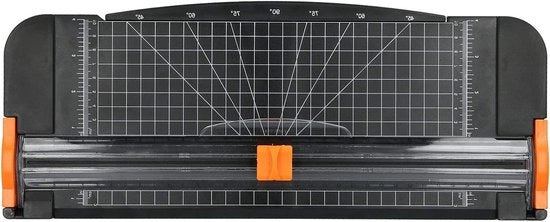 Papiersnijder con Blocco di Sicurezza Automatico per Carta da Collage - Ideale per Scrapbooking - Linea Laterale - Taglia fino a 12 Fogli - Carta da Collage, Coupon, Etichetta e Carta da Invito - Utensile Pratico