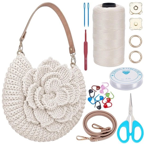 Kit di iniziazione per creare una borsa con filo a maglia con tutorial video inclusi