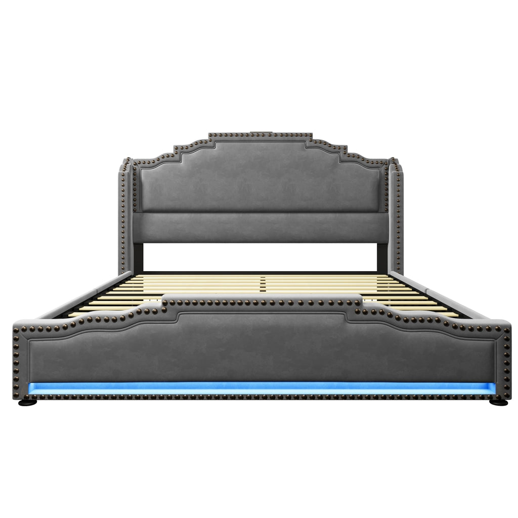 letto imbottito velluto grigio 140 x 200 cm