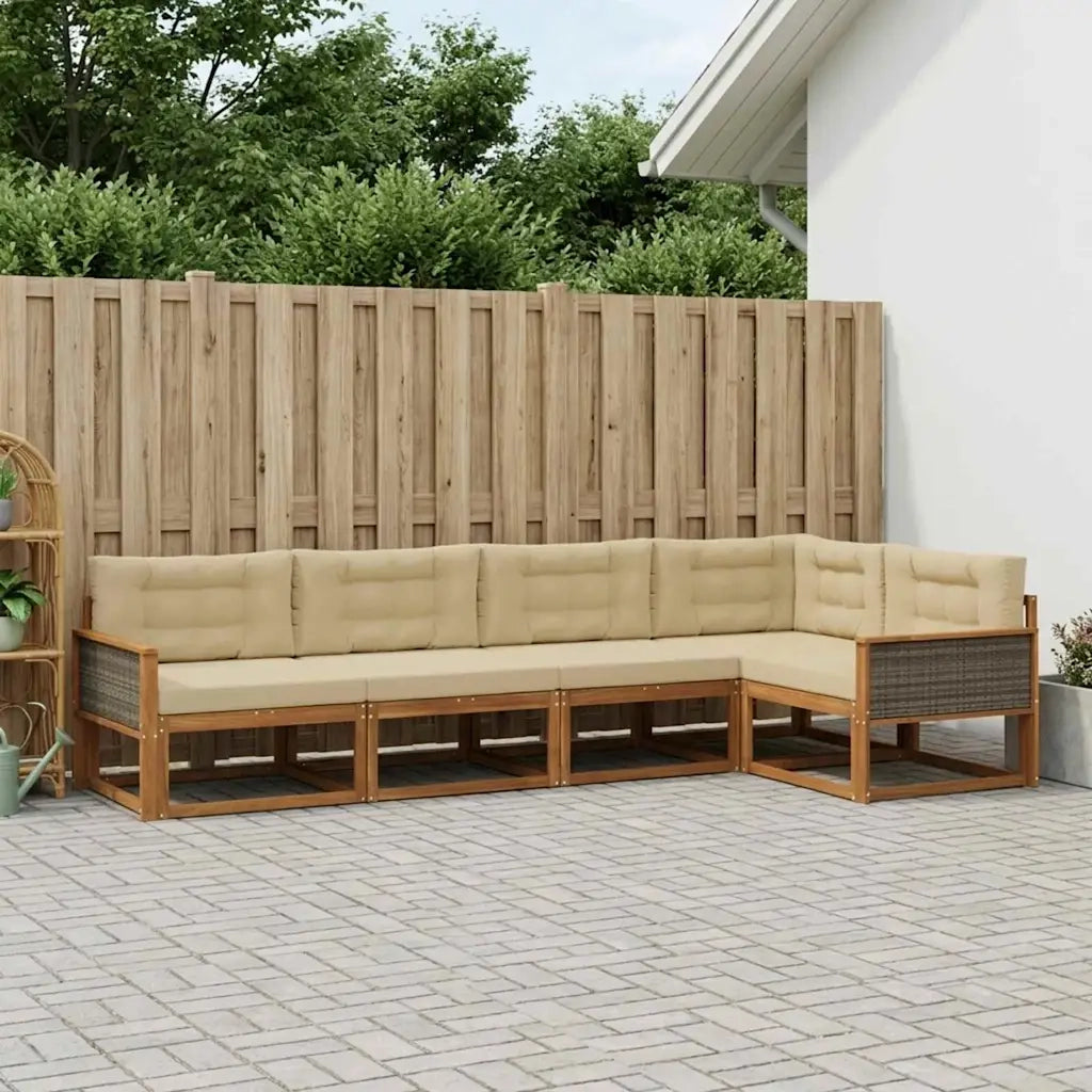 Set di divani da esterno 5 pcs Naturale e Beige