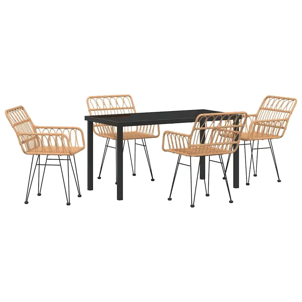 Set da Pranzo per Giardino 5 pz | Set Salotto da Giardino Marrone