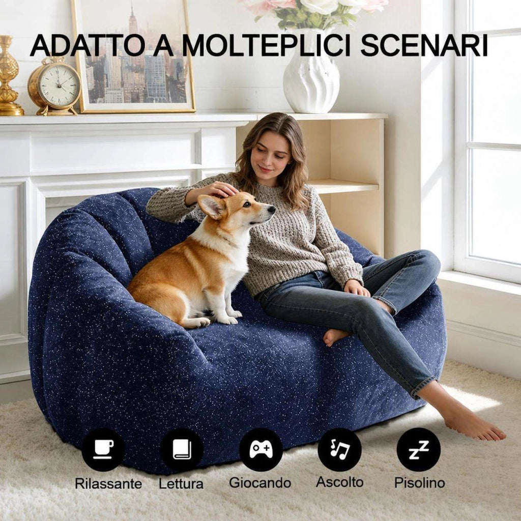 Poltrone relax, pouf, poltrone extra-large,Frevano ideali per il soggiorno e la camera da letto, colore nero