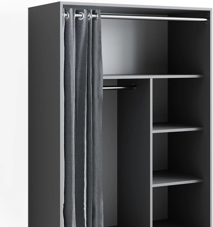 Armadio multifunzione Doros, Grigio, 100 x 146.6 cm Con rulli, con ruote per un posizionamento flessibile nell'ambiente