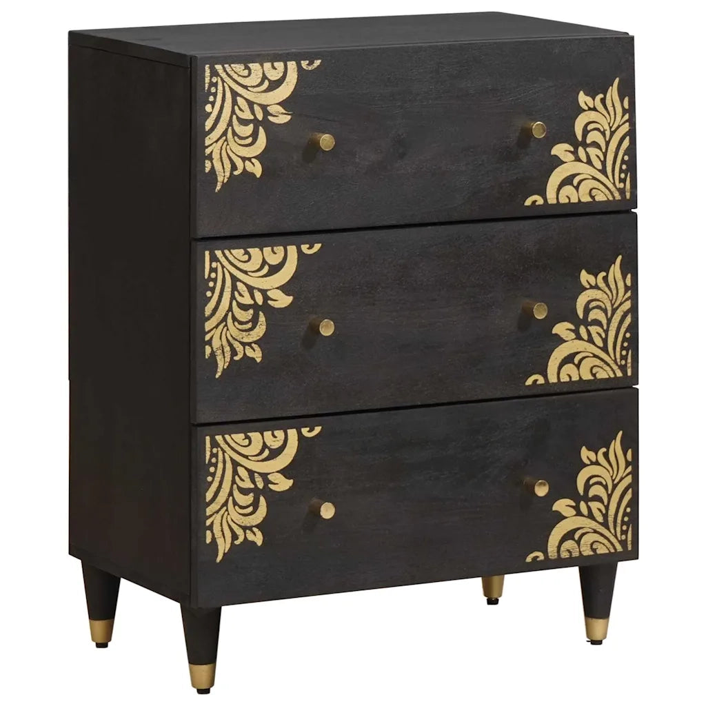 Credenza 2 pcs Nero 60 x 33 x 75 cm Legno di mango massello