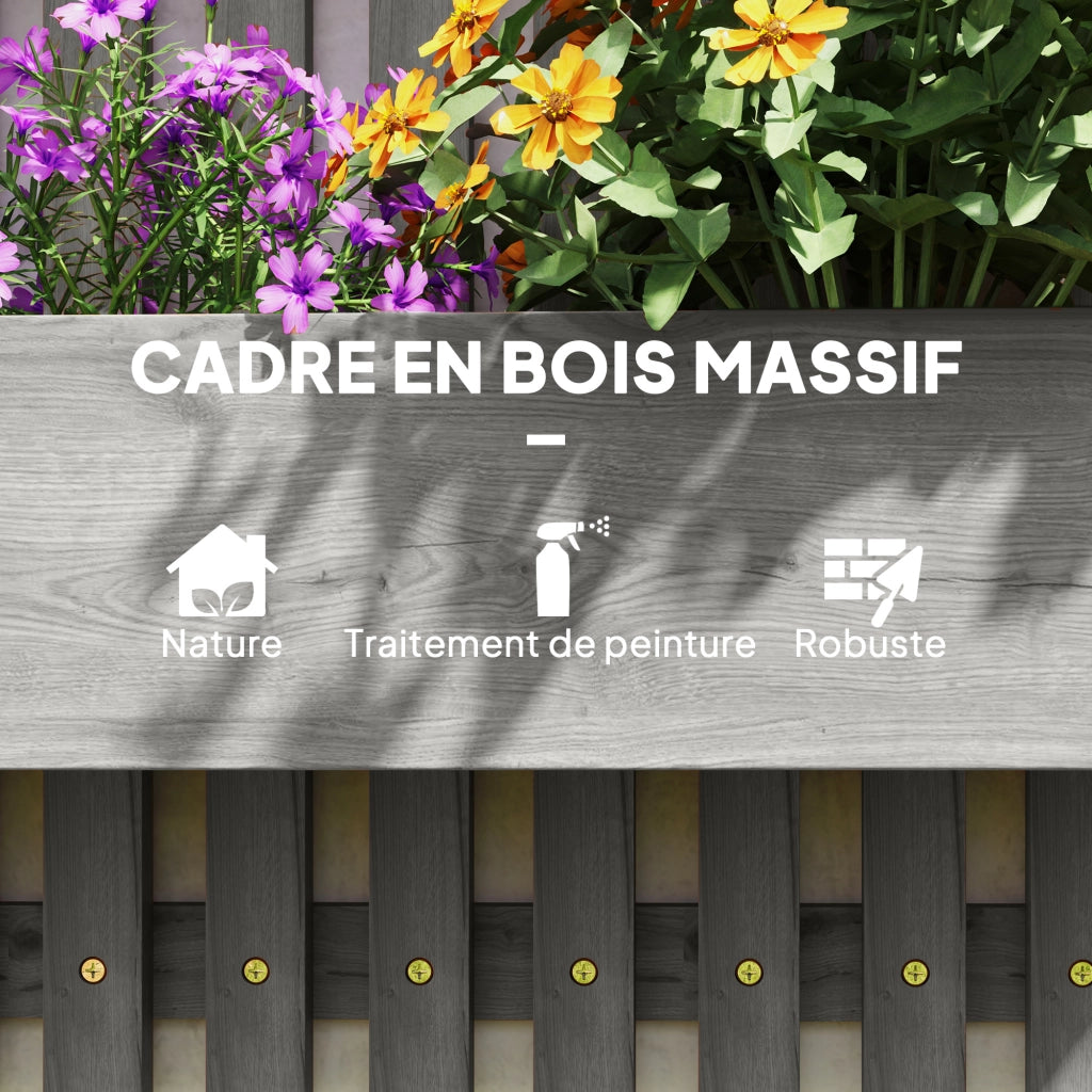 Giardino murale 3 bacs ¨C Minimal ¨C grigio legno 60x16x80 cm