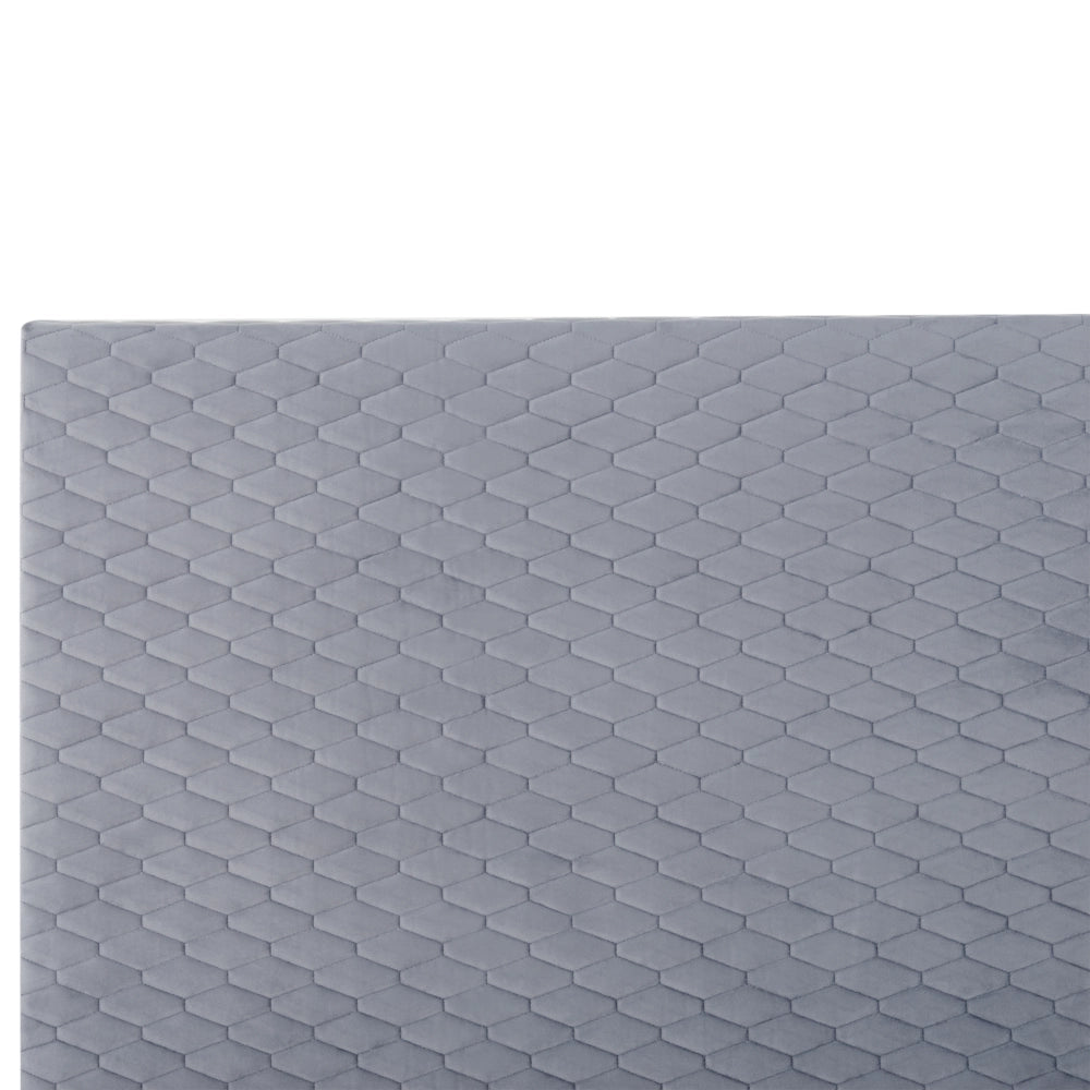 Letto 180 x 200 cm Tessuto grigio con struttura imbottita a nido d'ape trapuntato