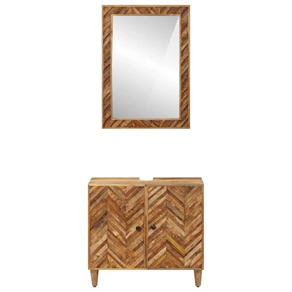 Set di Armadi da Bagno con porta 2 pcs Legno di mango massello 3310177